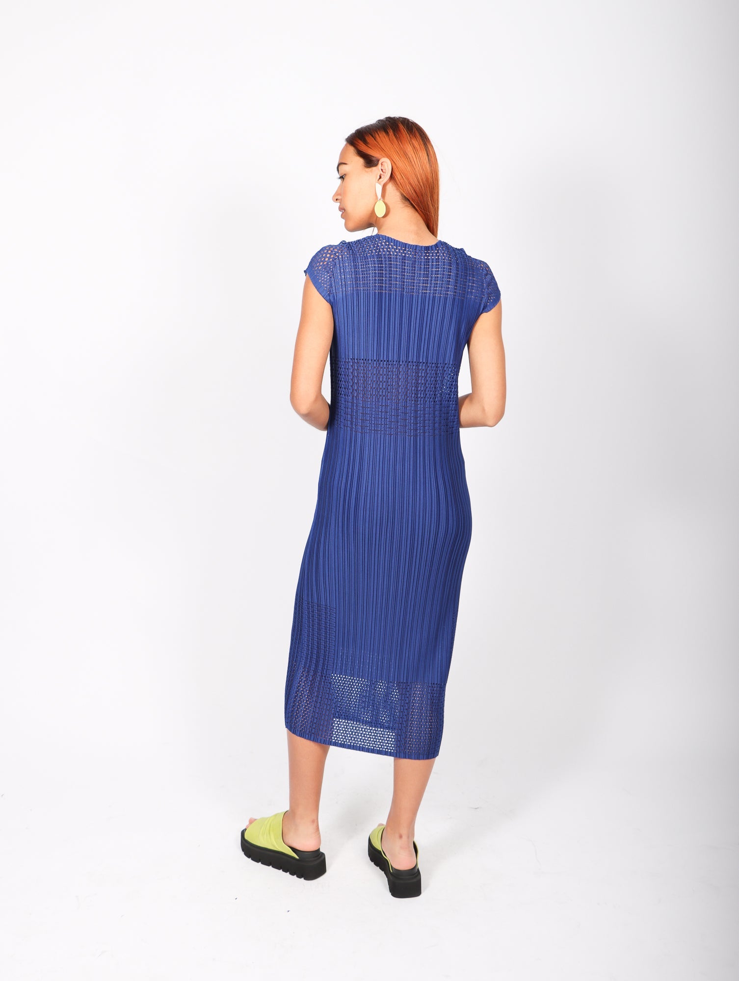 A-POC Lagoon Dress in Blue by Pleats Please Issey Miyake