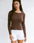 Bellevue Long Sleeve Tee in Chocolate by GIL RODRIGUEZ-Tops-GIL RODRIGUEZ-Idlewild