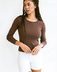 Bellevue Long Sleeve Tee in Chocolate by GIL RODRIGUEZ-Tops-GIL RODRIGUEZ-Idlewild