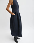 Bonded Twill Sleeveless Sculpted Dress in Dark Navy by Tibi-Dresses-Tibi-Idlewild