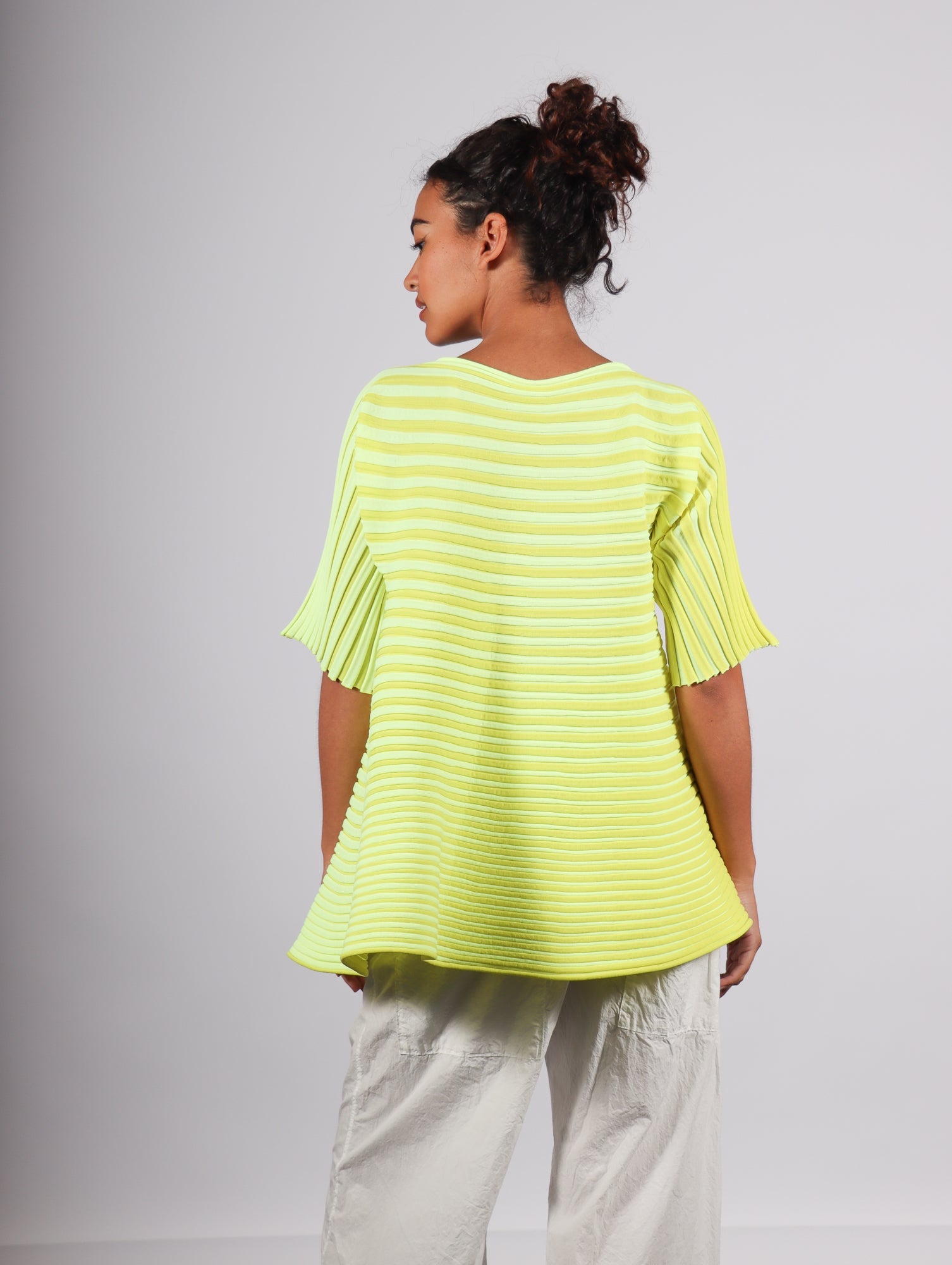 Bounce Knit Top in Lemon Yellow by Pleats Please Issey Miyake