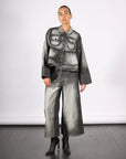 Cropped Denim Jacket in Black Shadow Paint by Melitta Baumeister