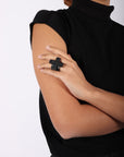 Cross PXL Ring in Black by Aumorfia-Idlewild
