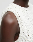 Deluxe Tube Yarn Sweater Tank Sweatshirt in White by Tibi-Tibi-Idlewild