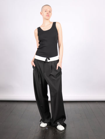 Recycled Tropical Wool Fold Over Pants in Black by Tibi-Idlewild