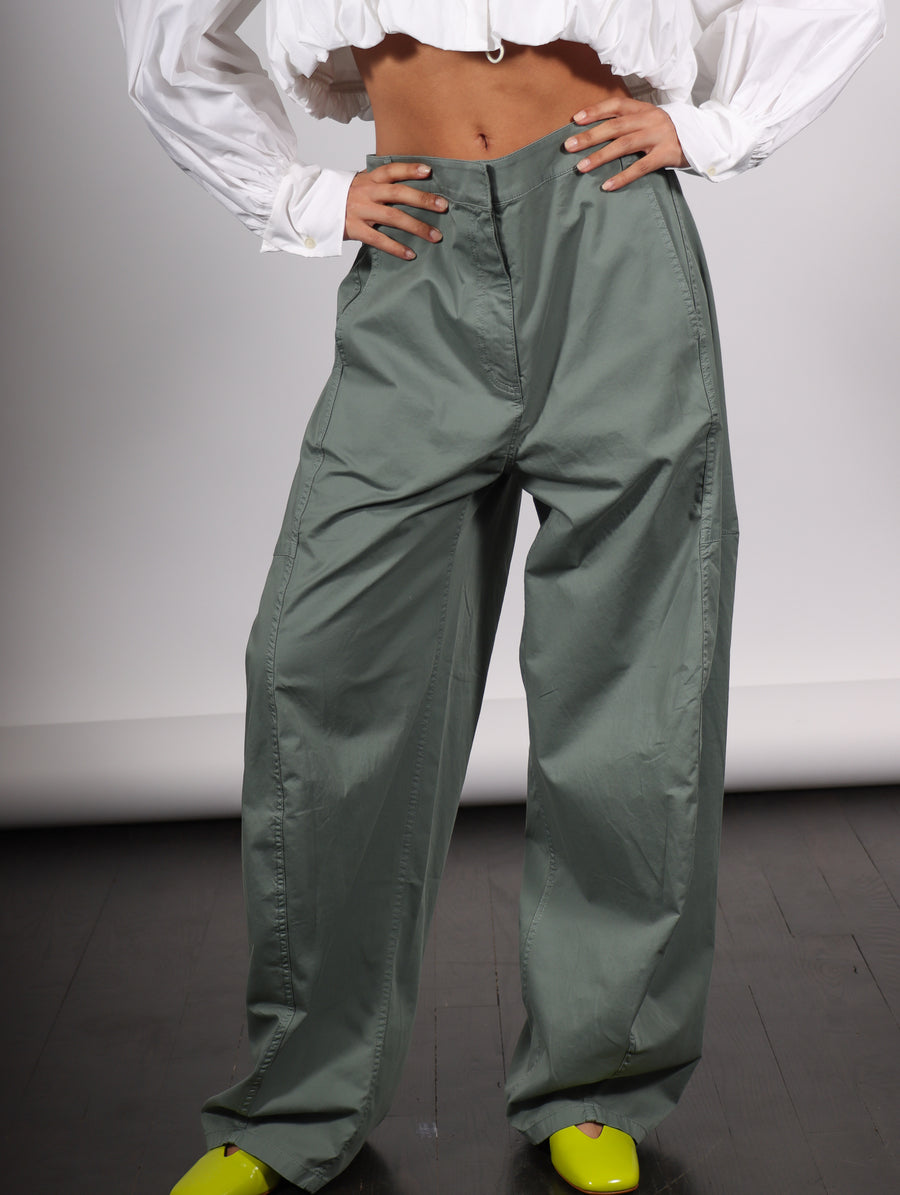 Garment Dyed Silky Cotton Sid Pant in Green Limestone by Tibi-Idlewild