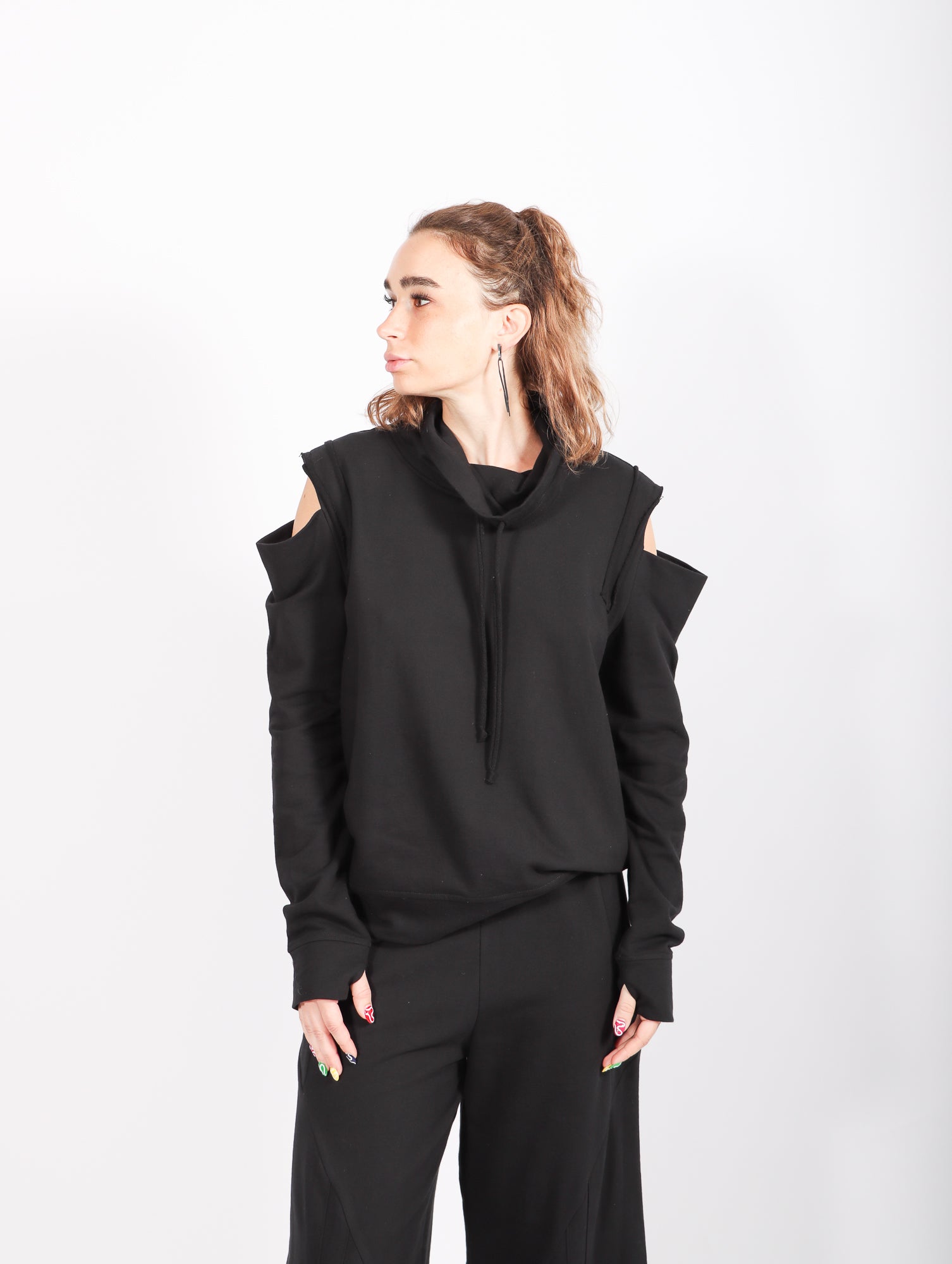 Cut Out Sweatshirt in Black by Planet