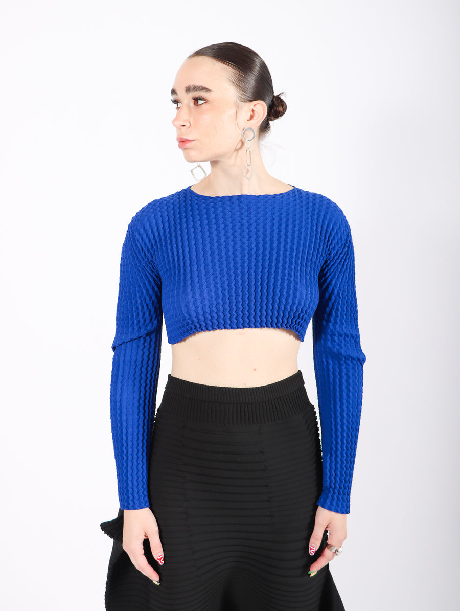 Spongy Cropped Top in Blue by Issey Miyake-Idlewild