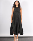 Italian Sporty Nylon Pleated Jalousie Dress in Black by Tibi-Tibi-Idlewild