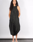 Italian Sporty Nylon Pleated Jalousie Dress in Black by Tibi-Tibi-Idlewild