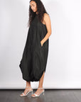 Italian Sporty Nylon Pleated Jalousie Dress in Black by Tibi-Tibi-Idlewild