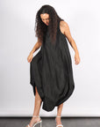 Italian Sporty Nylon Pleated Jalousie Dress in Black by Tibi-Tibi-Idlewild