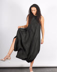 Italian Sporty Nylon Pleated Jalousie Dress in Black by Tibi-Tibi-Idlewild