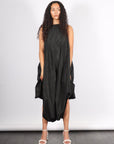 Italian Sporty Nylon Pleated Jalousie Dress in Black by Tibi-Tibi-Idlewild