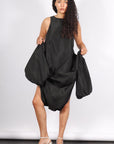 Italian Sporty Nylon Pleated Jalousie Dress in Black by Tibi-Tibi-Idlewild
