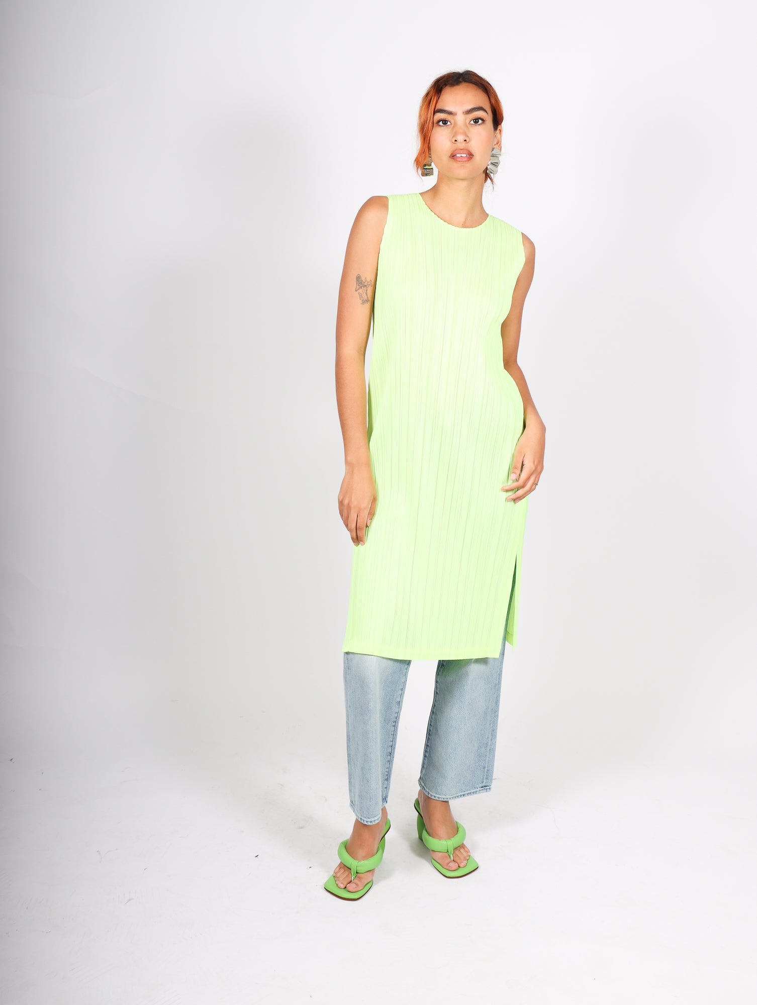 March Monthly Colors Tunic in Neon Yellow by Pleats Please Issey