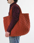 Quilted Crushed Tote in Orange by Utility Canvas-Utility Canvas-Idlewild