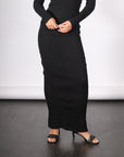 Ribbed Maxi Skirt in Black by ELLS Knitwear