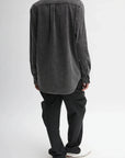Stretch Denim Easy Shirt in Black by Tibi-Tops-Tibi-Idlewild