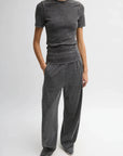Stretch Denim Knit Winslow Pant in Black by Tibi-Bottoms-Tibi-Idlewild