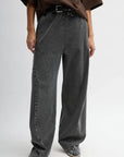 Stretch Denim Knit Winslow Pant in Black by Tibi-Bottoms-Tibi-Idlewild