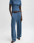 Stretch Denim Knit Winslow Pant in Classic Wash by Tibi-Bottoms-Tibi-Idlewild