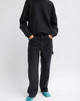Sweatshirt Program Cocoon Crewneck in Black by Tibi-Tops-Tibi-Idlewild