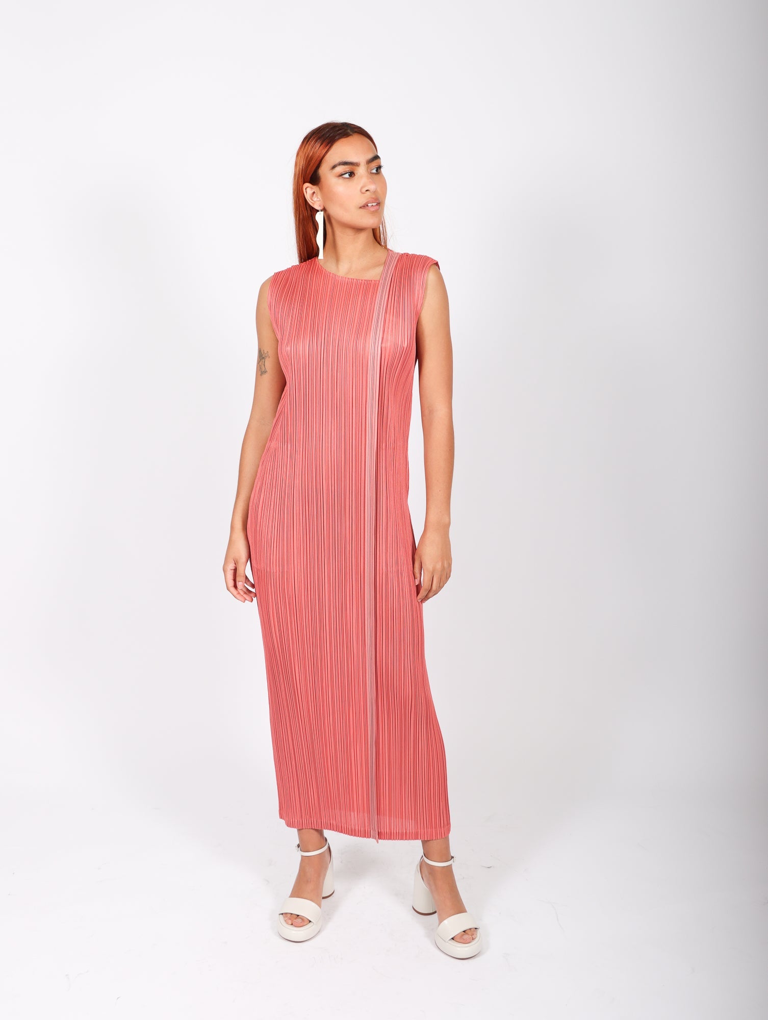 Walk Dress in Coral Pink by Pleats Please Issey Miyake – Idlewild