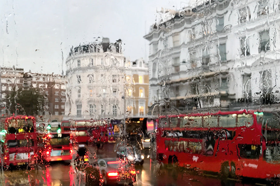 1000 Piece Puzzle in London Bus in Rain by Jessica Murray-Jessica Murray Designs-Idlewild
