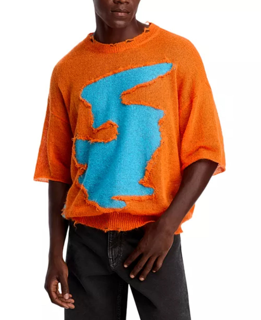 Abstract Sweater Tee in Orange by MM6 Maison Margiela-Tops-MM6-Idlewild