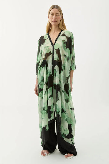 Agave Blurry Flower Caftan in Green by Rodebjer-Rodebjer-Idlewild