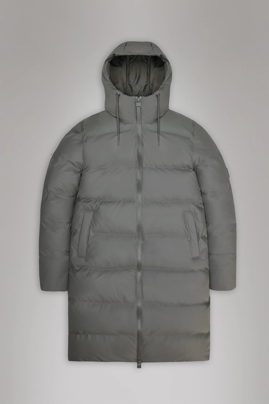 Alta Longer Puffer Jacket in Grey by RAINS