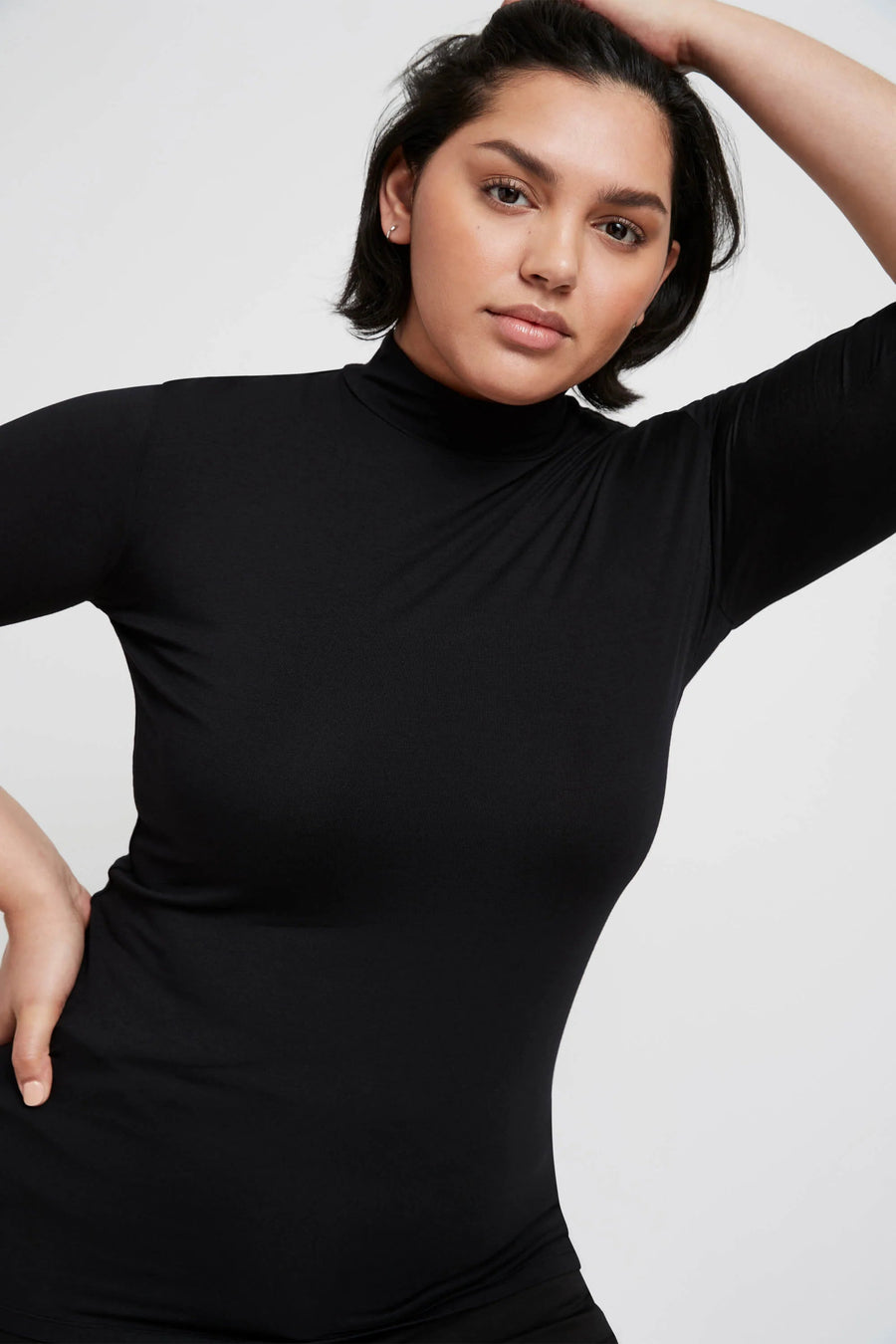 Ana Mock Neck Top in Black by Marcella