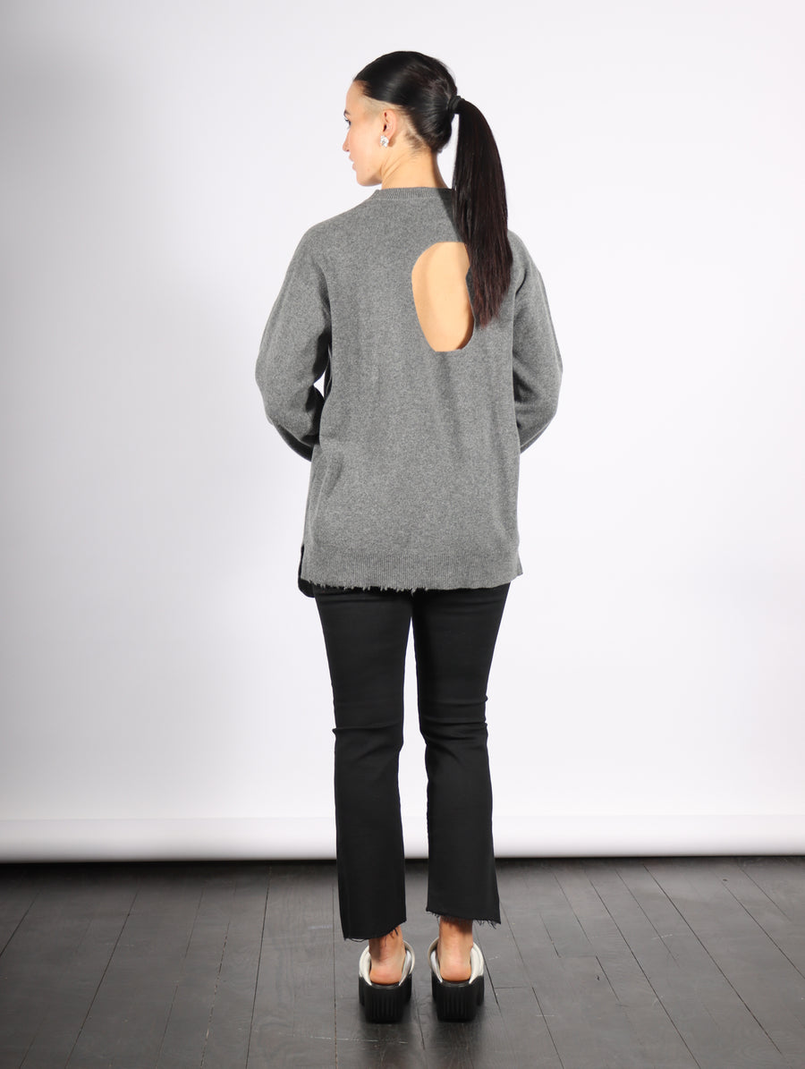 Anna Merino Wool Hole At Back Pullover in Heather Grey by Tibi-Tibi-Idlewild