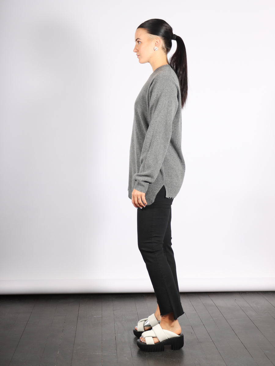 Anna Merino Wool Hole At Back Pullover in Heather Grey by Tibi-Tibi-Idlewild