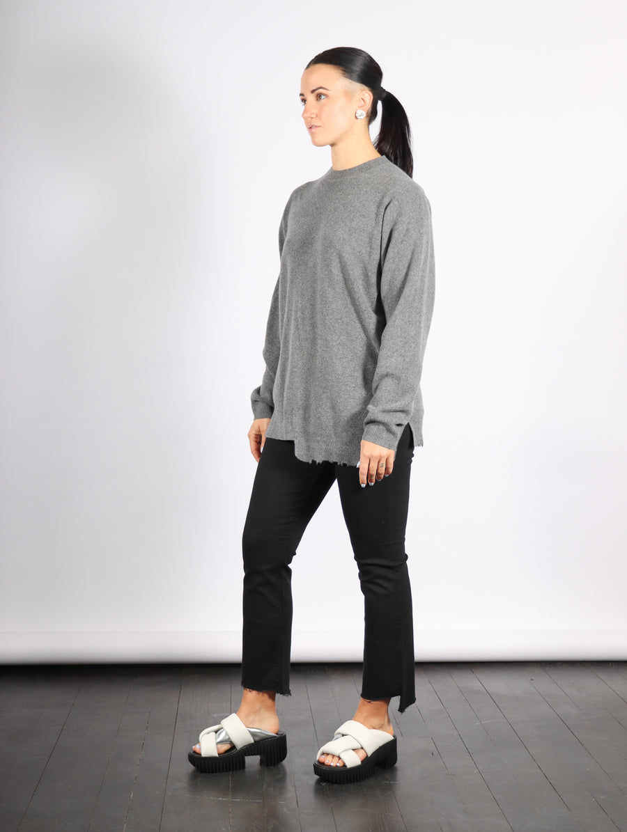 Anna Merino Wool Hole At Back Pullover in Heather Grey by Tibi-Tibi-Idlewild