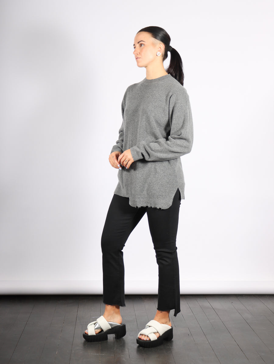 Anna Merino Wool Hole At Back Pullover in Heather Grey by Tibi-Tibi-Idlewild