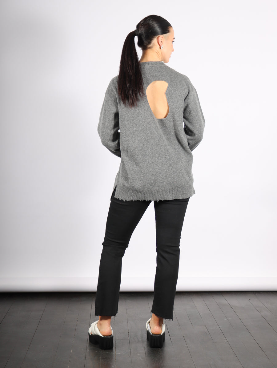 Anna Merino Wool Hole At Back Pullover in Heather Grey by Tibi-Tibi-Idlewild