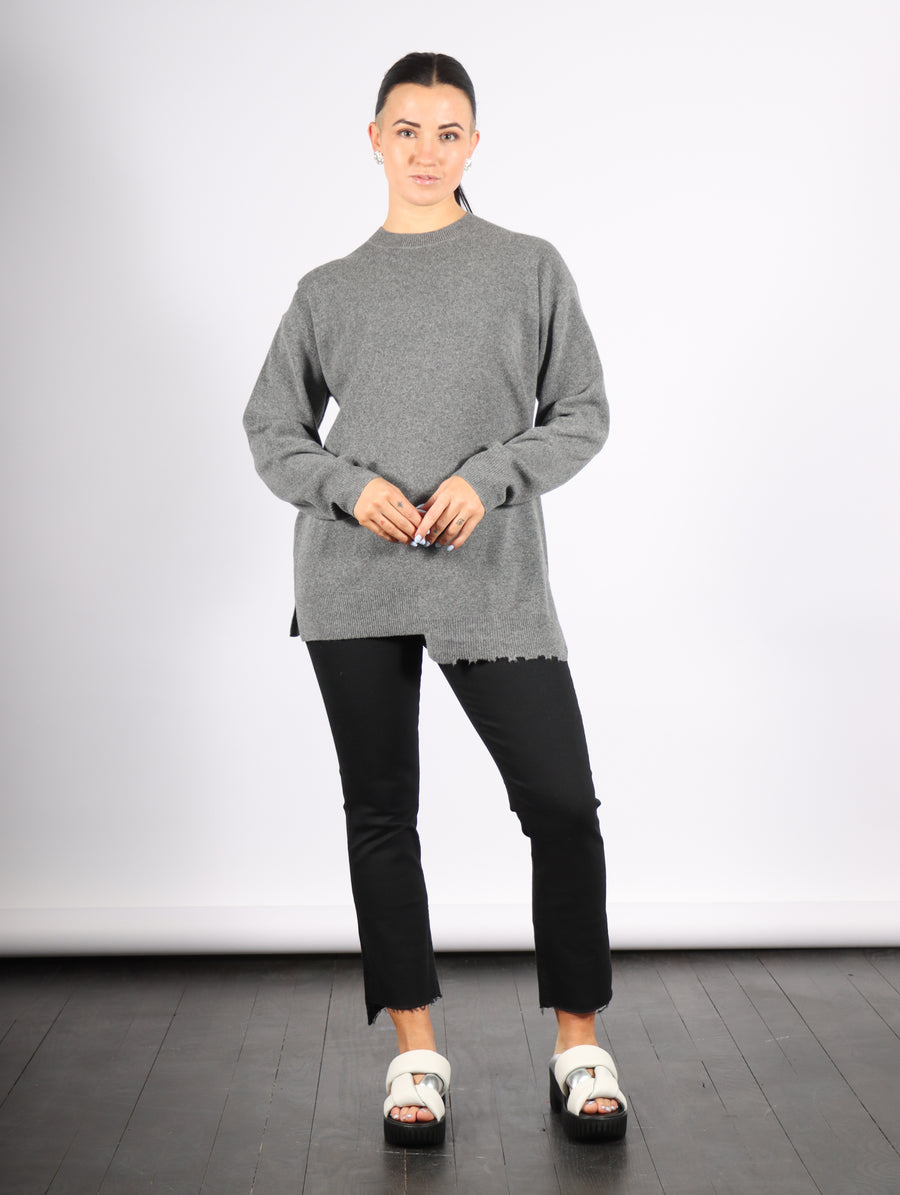 Anna Merino Wool Hole At Back Pullover in Heather Grey by Tibi-Tibi-Idlewild