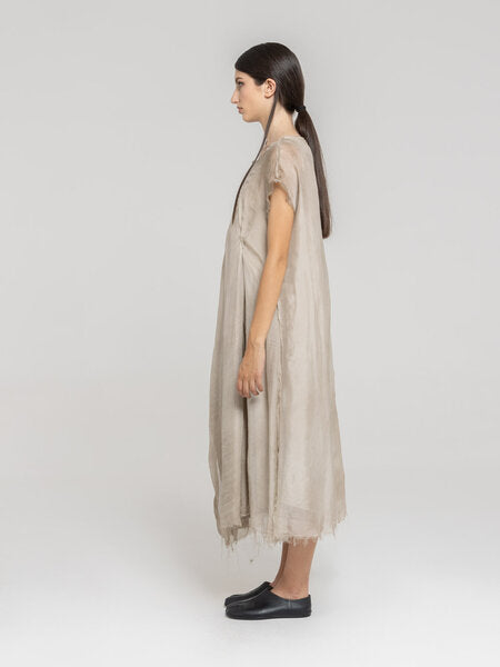 Asymmetric Maxi Dress in Sand Shell by Sanctamuerte-Dresses-SANCTAMUERTE-Idlewild