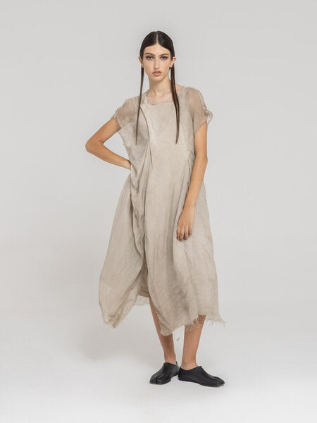 Asymmetric Maxi Dress in Sand Shell by Sanctamuerte-Dresses-SANCTAMUERTE-Idlewild