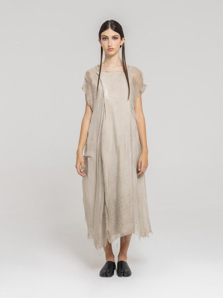 Asymmetric Maxi Dress in Sand Shell by Sanctamuerte-Dresses-SANCTAMUERTE-Idlewild
