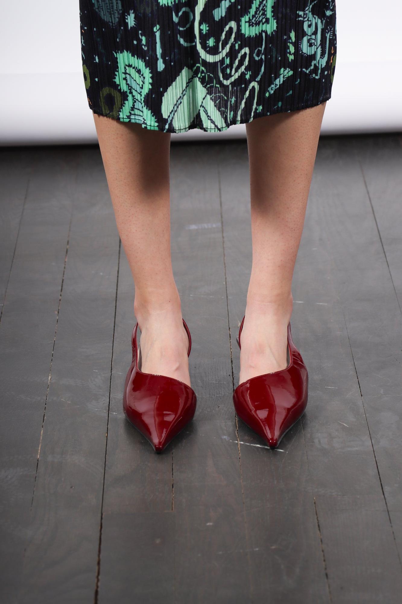 Aurora Kitten Heel in Patent Burgundy by Lucasheva-Lucasheva-Idlewild