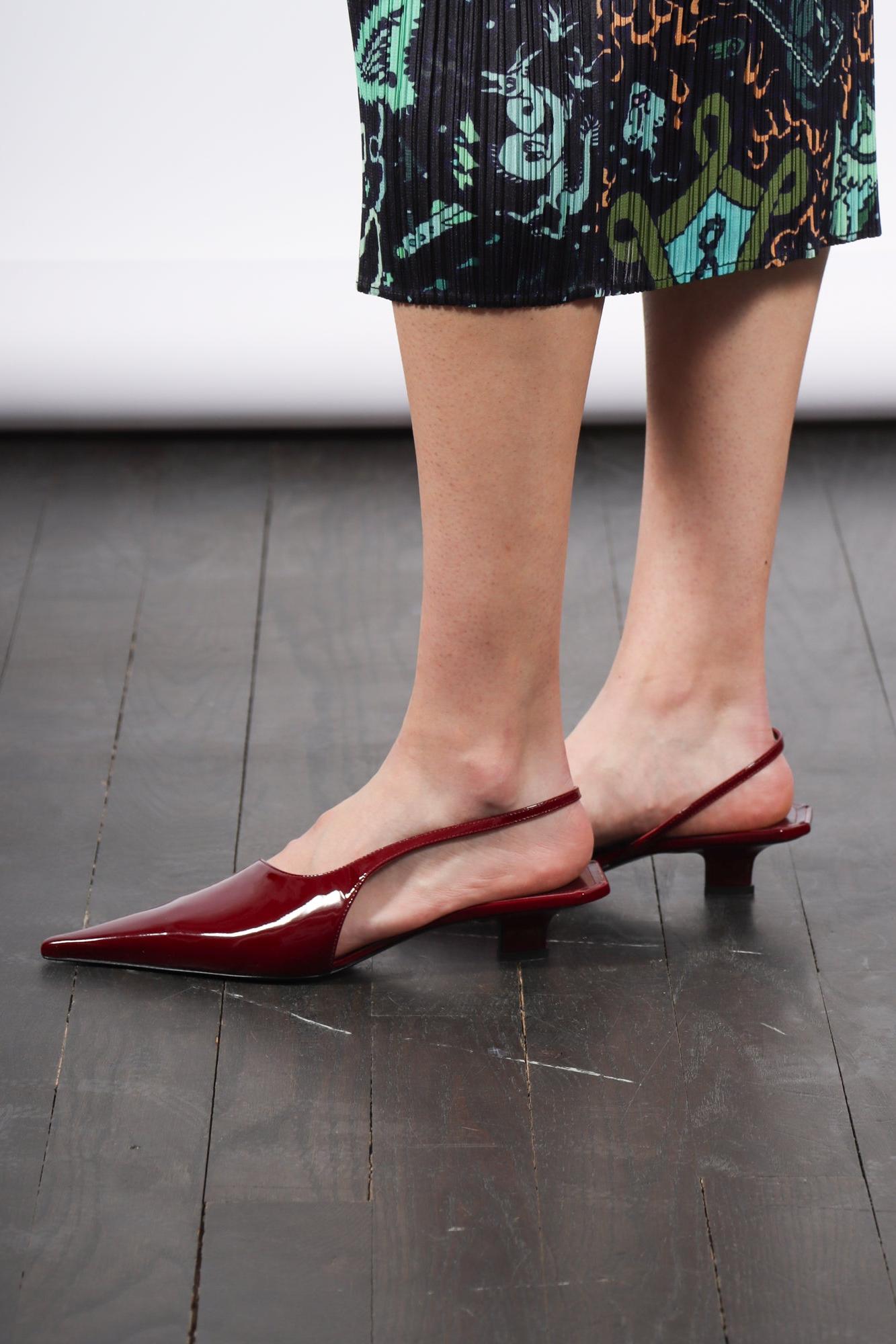 Aurora Kitten Heel in Patent Burgundy by Lucasheva-Lucasheva-Idlewild