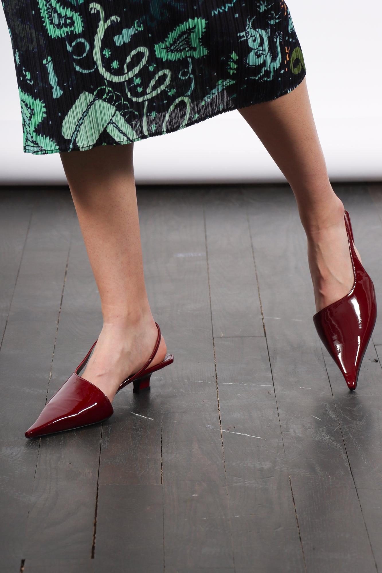 Aurora Kitten Heel in Patent Burgundy by Lucasheva-Lucasheva-Idlewild