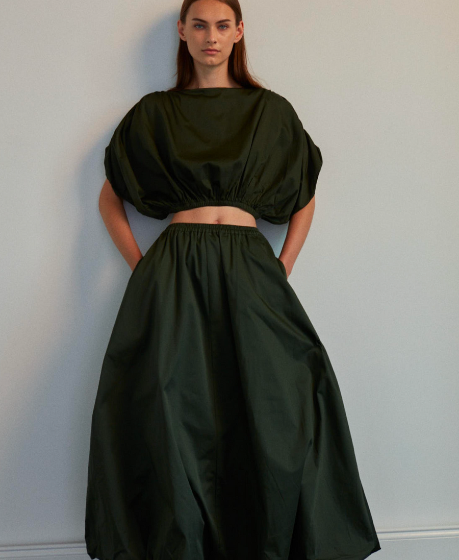 Balloon Blouse in Forest Green by Shwetambari-Shwetambari-Idlewild