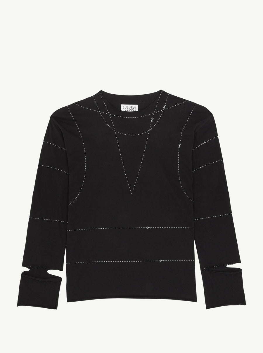 Basic Jersey Sweatshirt in Black by MM6 Maison Margiela-Idlewild