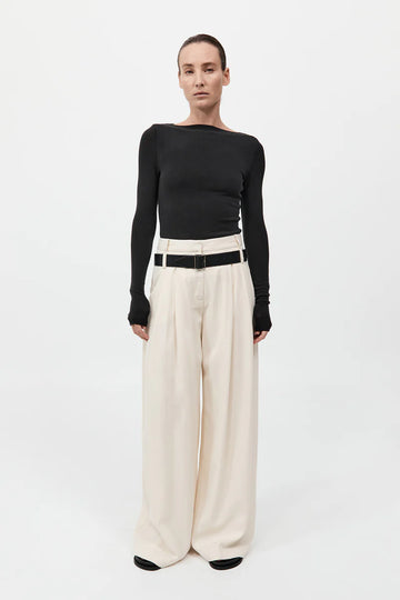 Bateau Long Sleeve Jersey Top in Black by St. Agni-Tops-St. Agni-Idlewild