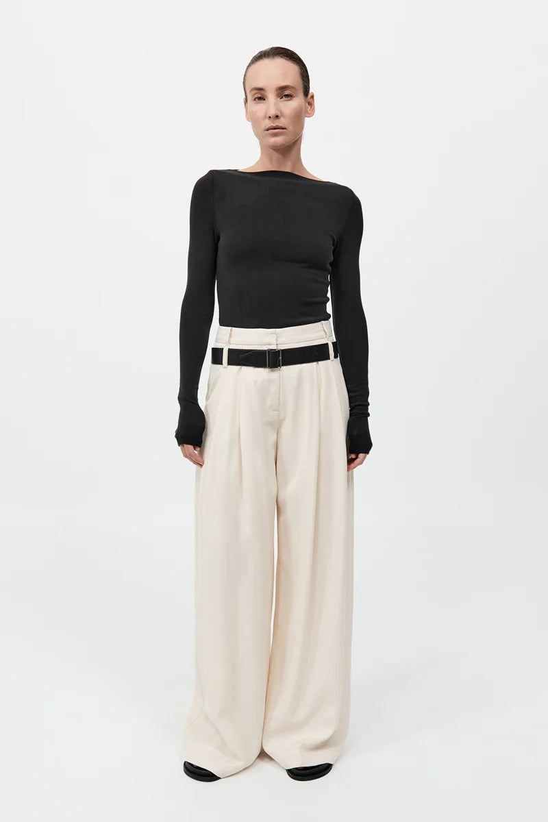 Bateau Long Sleeve Jersey Top in Black by St. Agni-Tops-St. Agni-Idlewild