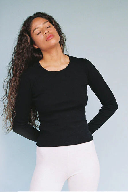 Bellevue Long Sleeve Tee in Black by GIL RODRIGUEZ-Tops-GIL RODRIGUEZ-Idlewild
